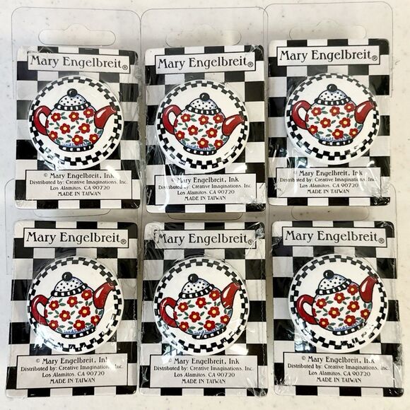 Mary Engelbreit Vintage Drawer Pulls Teapot Set Of 6  New In Original Packaging‎ - Picture 1 of 7